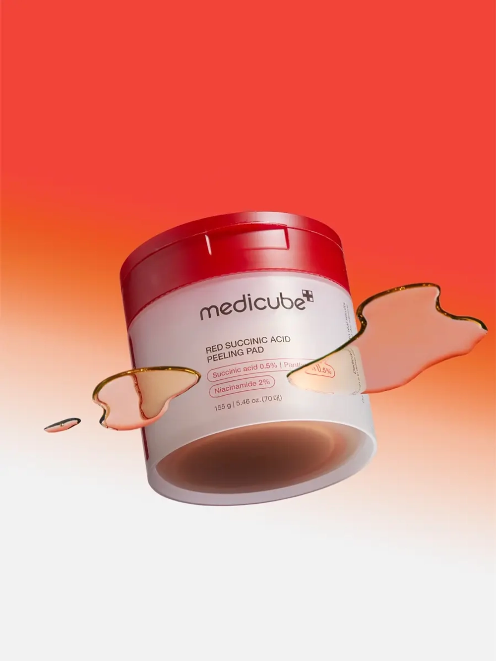 Medicube Отшелушивающие пэды с янтарной кислотой против пигментации Red Succinic Acid Peeling Pad 70 шт