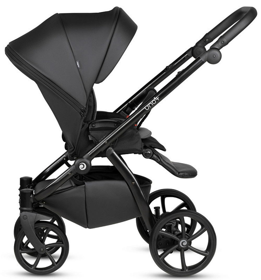 Детская коляска Tutis Uno 5 Plus Leather collection 3 в 1 с автокреслом Elo Lux EduSky Black 1402699 Jet Black