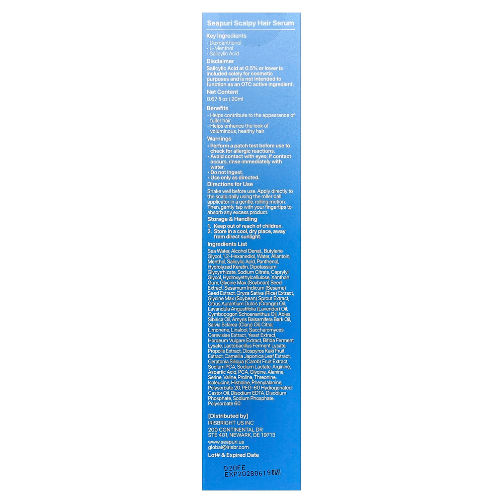Seapuri, сыворотка для кожи головы, 20 мл (0,67 жидк. унции)