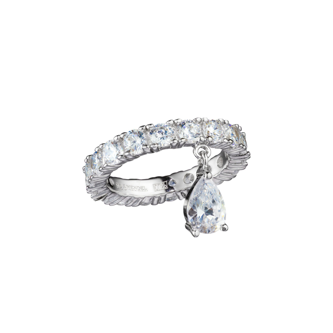 Кольцо с подвеской каплей белой