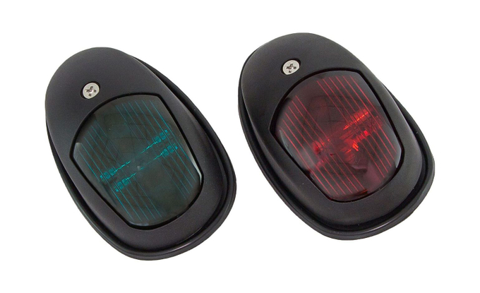 Огни ходовые 89х55 мм комплект (красный, зеленый), черный