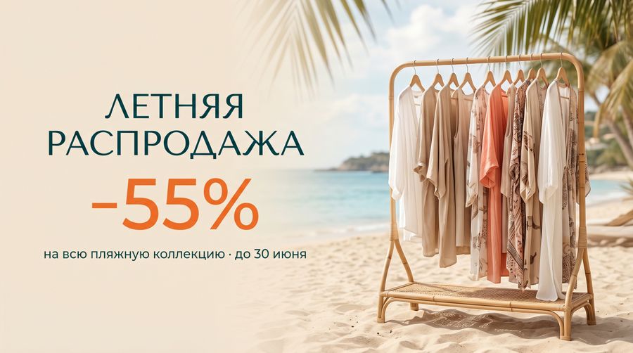 Летняя распродажа −55% на всю пляжную коллекцию