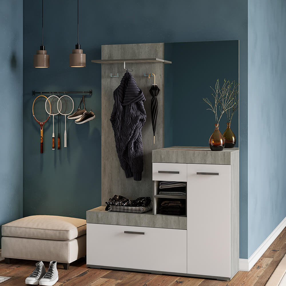 Прихожая Инстайл Бетон/Белый