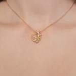 Подвеска «Ящерица» из красного золота с хризолитами и цитринами