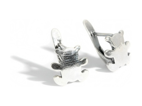 "Миша" серьги в серебряном покрытии из коллекции "Игрушки" от Jenavi  с английским замком