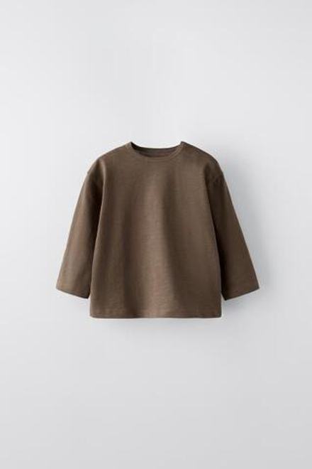 ZARA БАЗОВАЯ ФУТБОЛКА, КОРИЧНЕВЫЙ