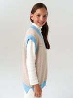 Жилетка для девочки в школу AT953 темно-бежевый