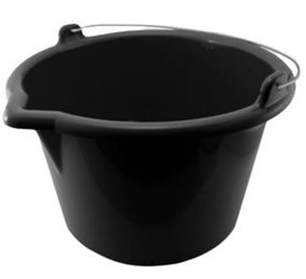 Ведро строит. пластик. усиленное 16л  чёрное, со сливом, оц.ручка    DEСOR /633-016