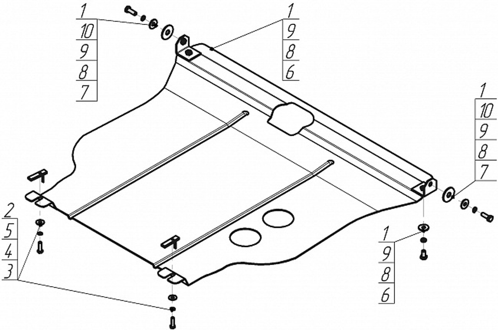 Защита картера Двигателя, КПП. 2 мм, Сталь. для Toyota Avensis 1997-2003, Toyota Carina 1996-2001 MOTODOR.02503