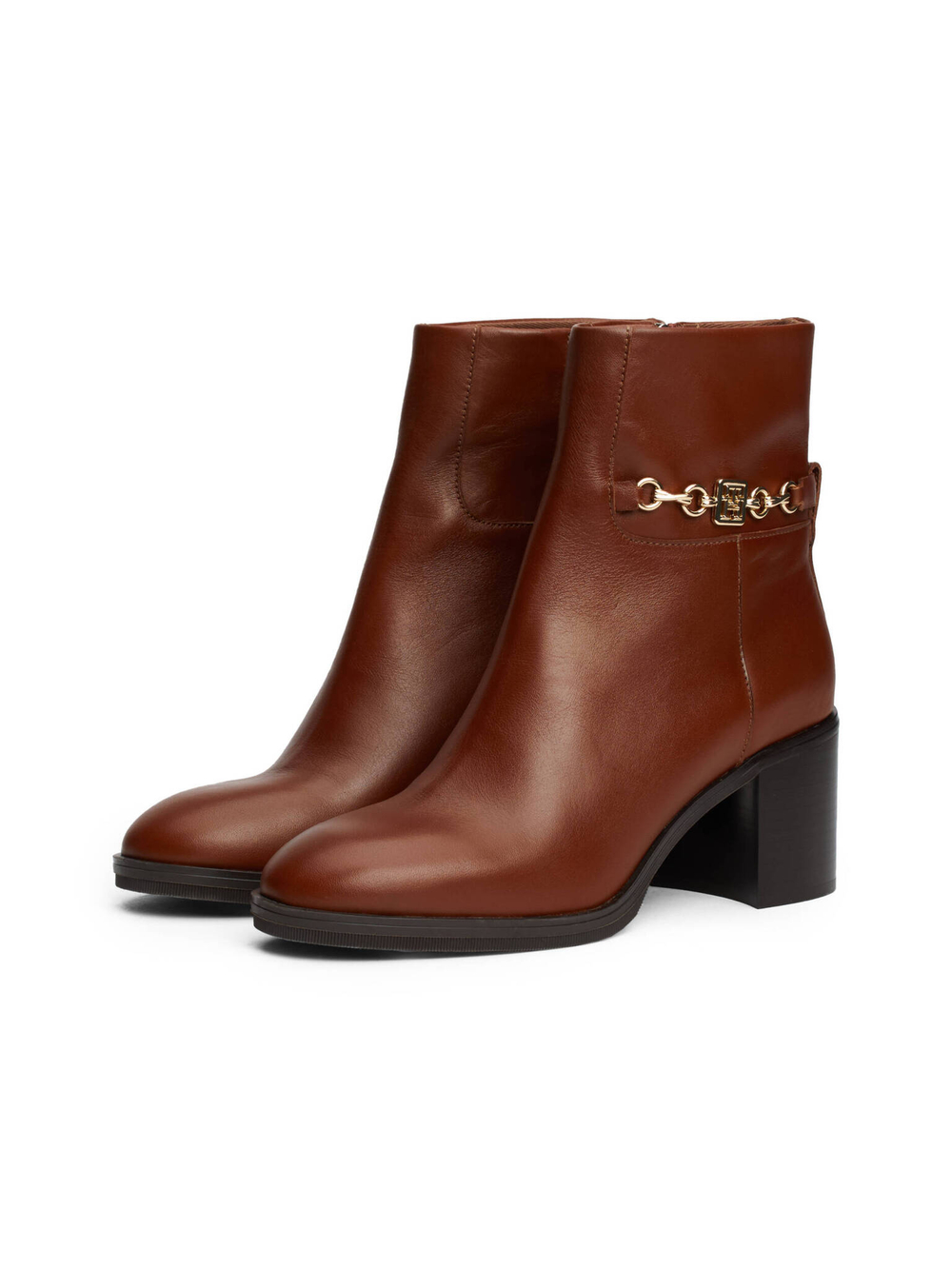 Кожаные ботильоны на каблуке Tommy Hilfiger - коричневый(FW0FW08183)