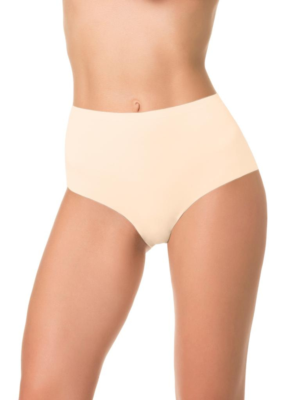 Высокие трусики из нейлона с лазерной обработкой краев (Размер: XXXL) (Цвет: молочный)