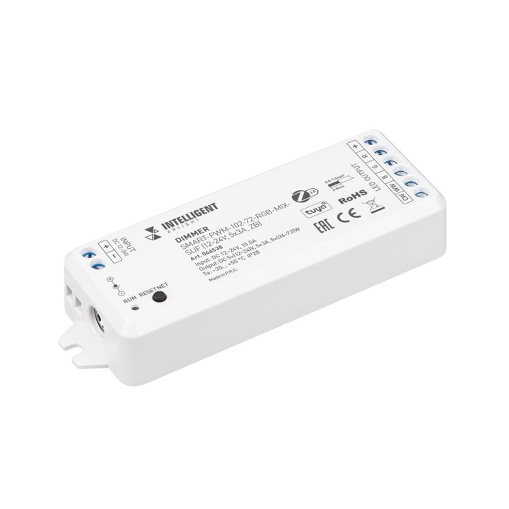 Диммер Arlight INTELLIGENT ARLIGHT SMART-PWM-102-72-RGB-MIX-SUF (12-24V, 5x3A, ZB) (IARL, Пластик) 046538