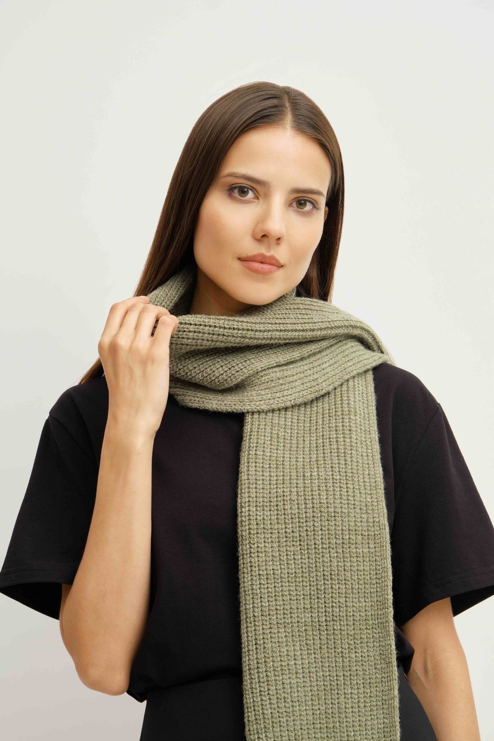 Шарф Weme вязаный оливковый