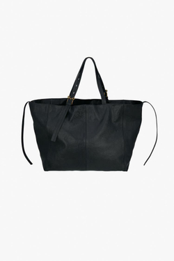 ZARA КОЖАНАЯ СУМКА XL SHOPPER, ЧЕРНЫЙ