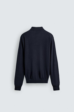 ZARA ПОЛО ИЗ ШЕРСТИ И ШЕЛКА, МОРСКОЙ СИНИЙ