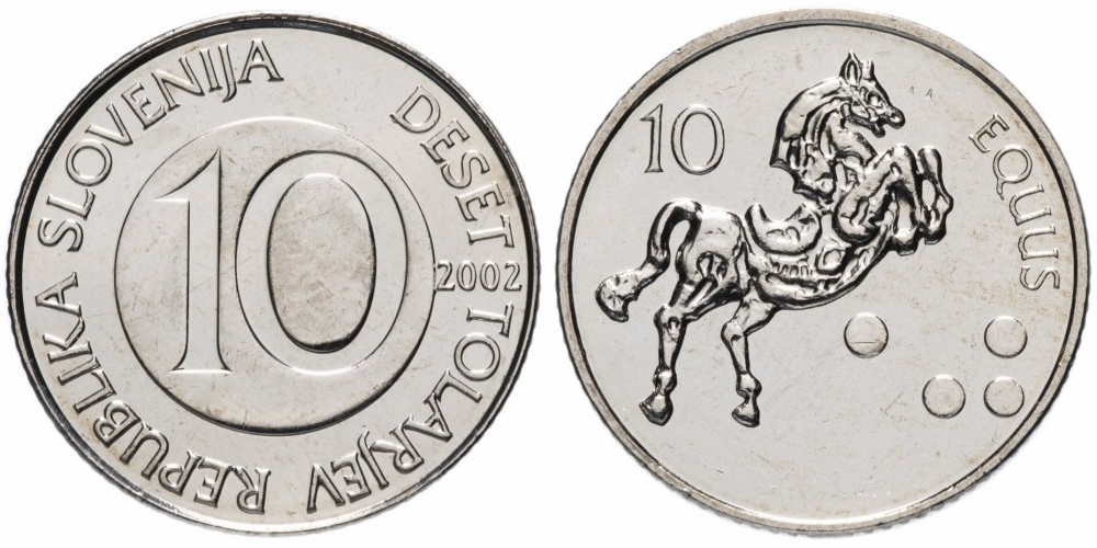 Словения 10 толаров, 2002 Лошадь aUNC