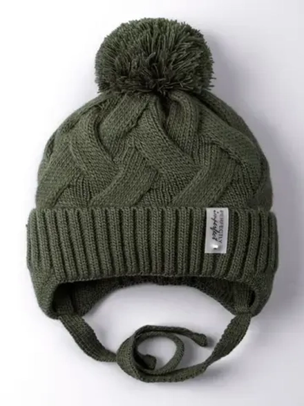 Шапка вязаная демисезонная на завязках для детей