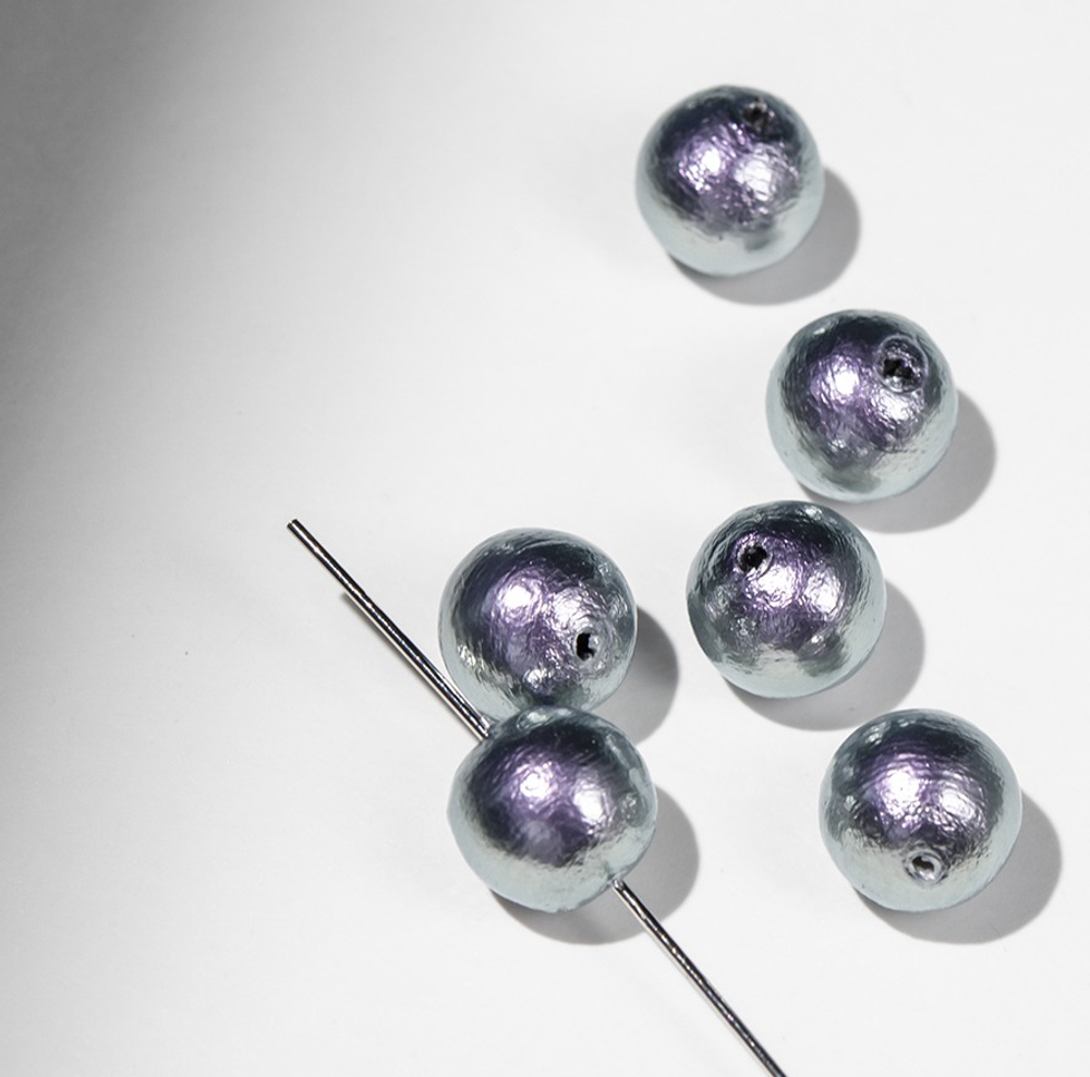 Хлопковый жемчуг, оттенок "Rich Gray", шар 10мм, сквозное отверстие