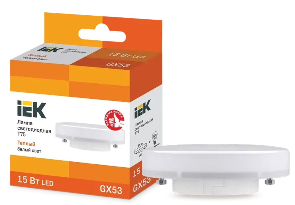 Лампа светодиодная T75 таблетка 15Вт 230В 3000К GX53 IEK