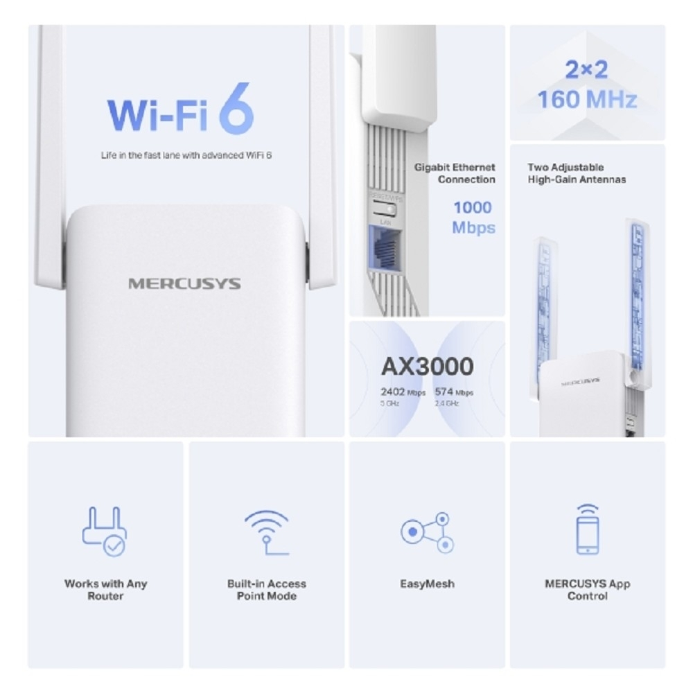 Усилитель Wi-Fi сигнала Mercusys ME80X AX3000 Усилитель Wi-Fi сигнала