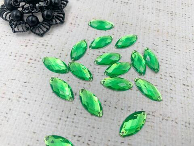 Стразы пришивные акрил, d 1,8х0,9 см, зелёный