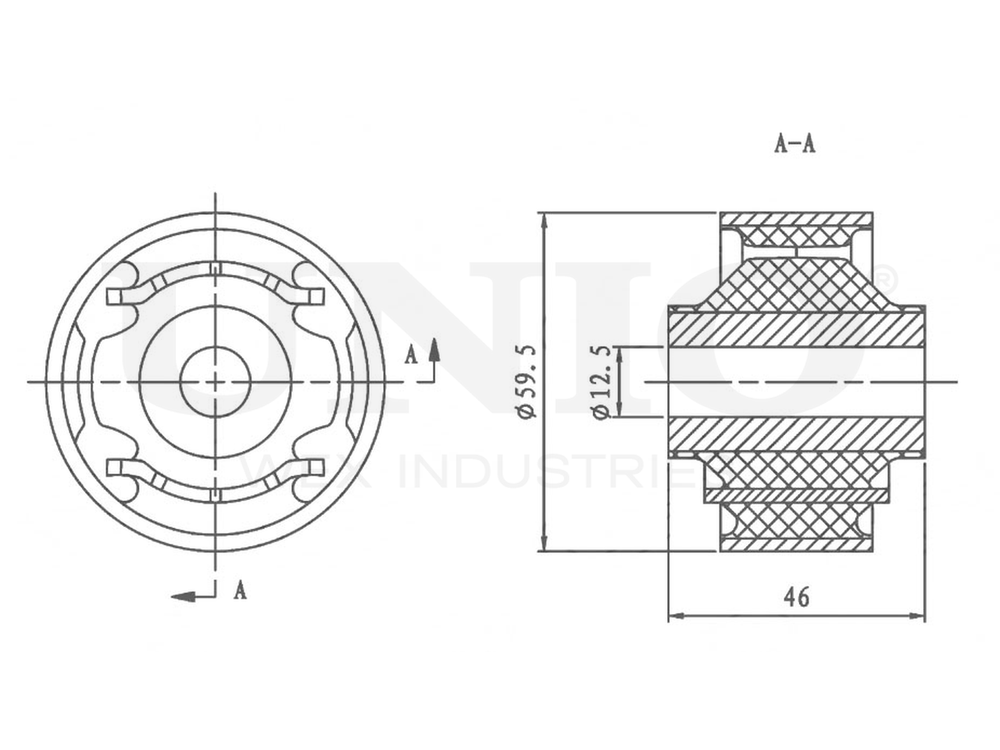 Сайлентблок задний переднего нижнего рычага UNIO RMP-20052