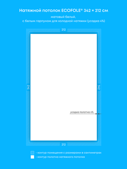 Матовый натяжной потолок 7.3 м2