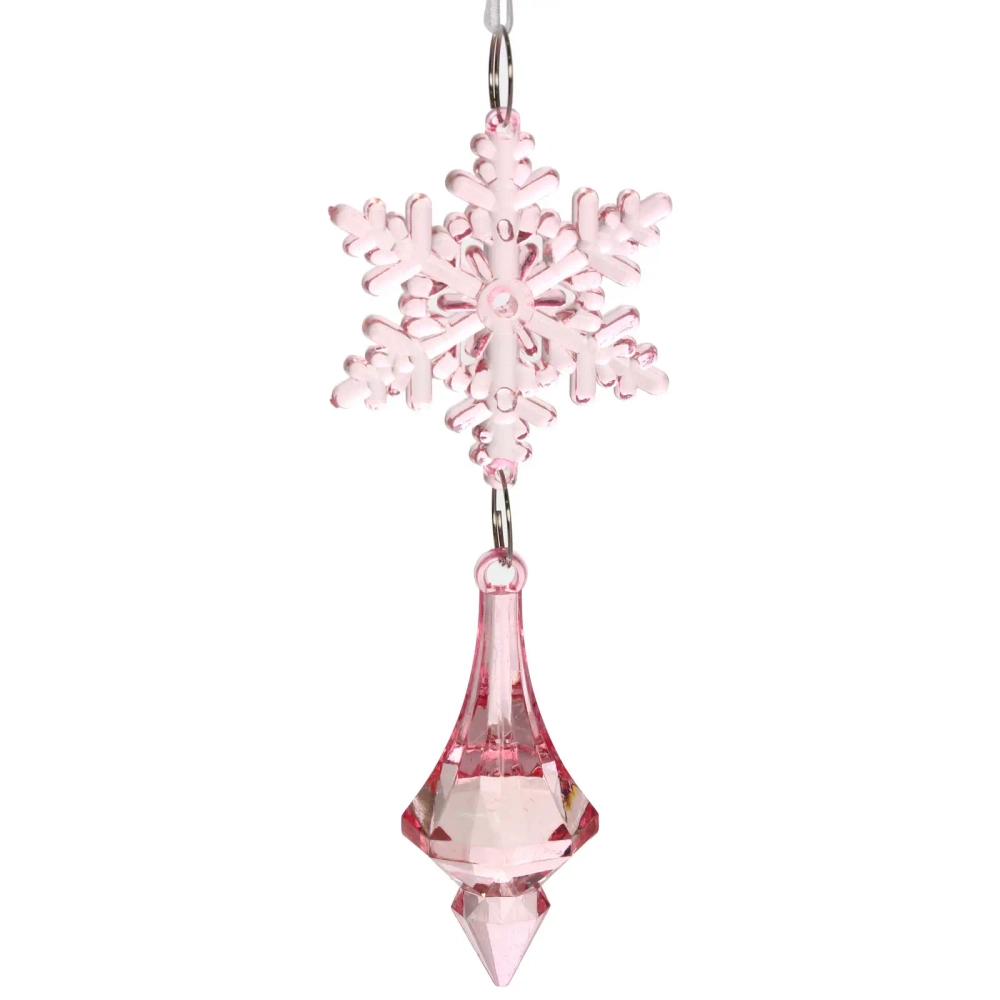 Подвеска «Хрустальная снежинка» 13 см, Розовый