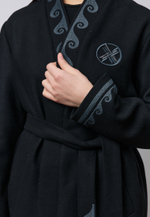 Шапан шерстяной женский OYU TOLQYN BLACK GREY