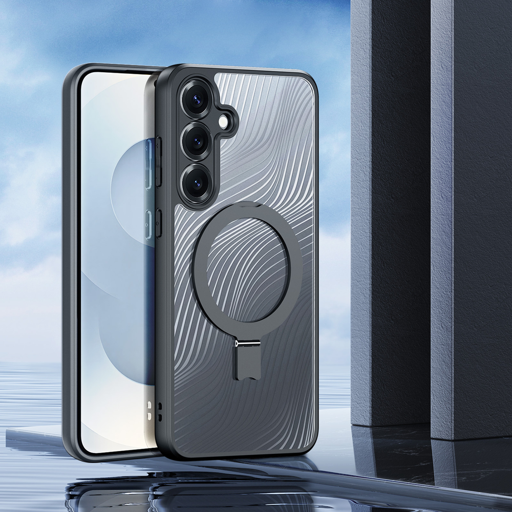 Чехол с MagSafe от Dux Ducis для Samsung Galaxy S25, серия Aimo Mag Series (версия с магнитной откидной подставкой)