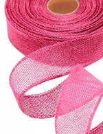 Лента Льняная 4см х 28м с проволокой (Розовый)