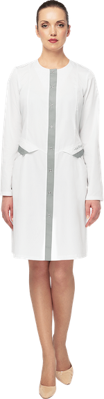 Халат женский КАРИНА белый-серый ткань Оптима