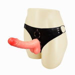 Женский страпон изогнутой формы - 18,3 см. (Цвет: телесный)