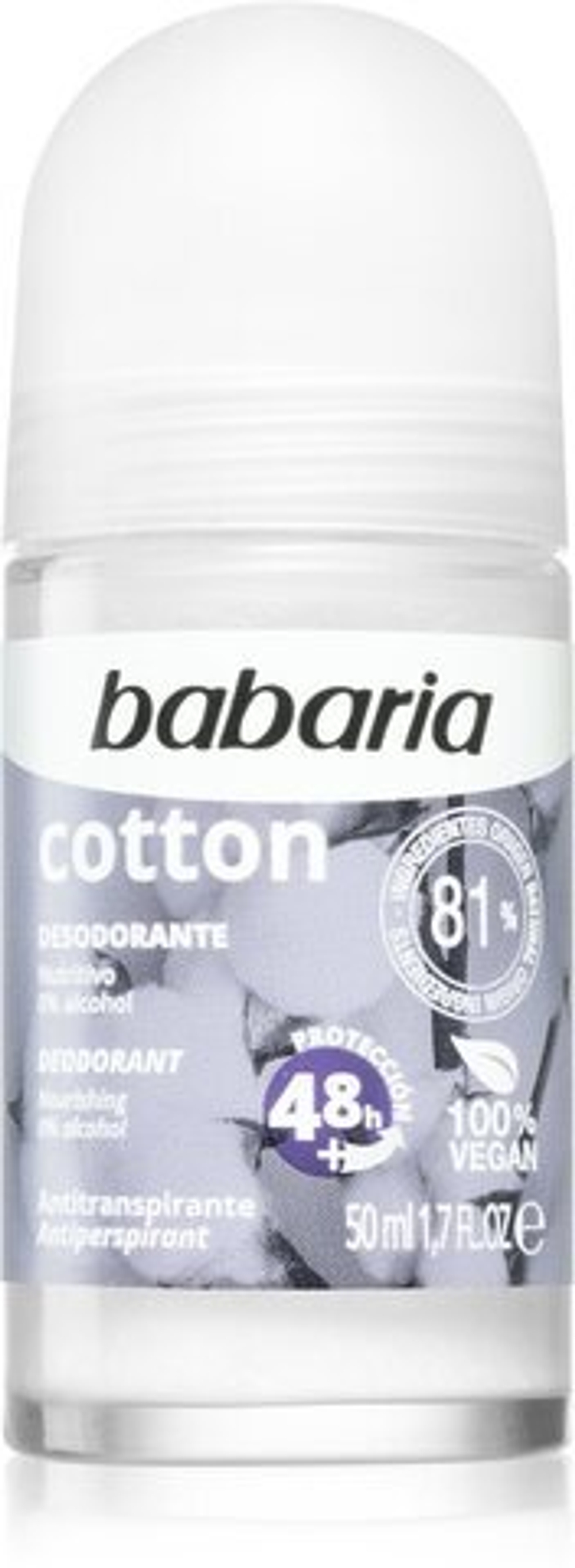 Babaria Deodorant Cotton - питательный шариковый антиперспирант / 50 ml / GTIN 8410412280143, набор 5 шт.