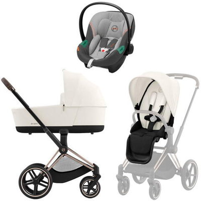 Коляска 3 в 1 Cybex Priam IV Rosegold complete и автокресло Aton S2 i-Size Lava Grey Off White