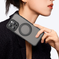 Матовый черный чехол с магнитным поворотным кольцом для iPhone 16 Pro, поддержка MagSafe