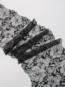 Вышивка на сетке черная жесткая неэластичная ширина 23 см