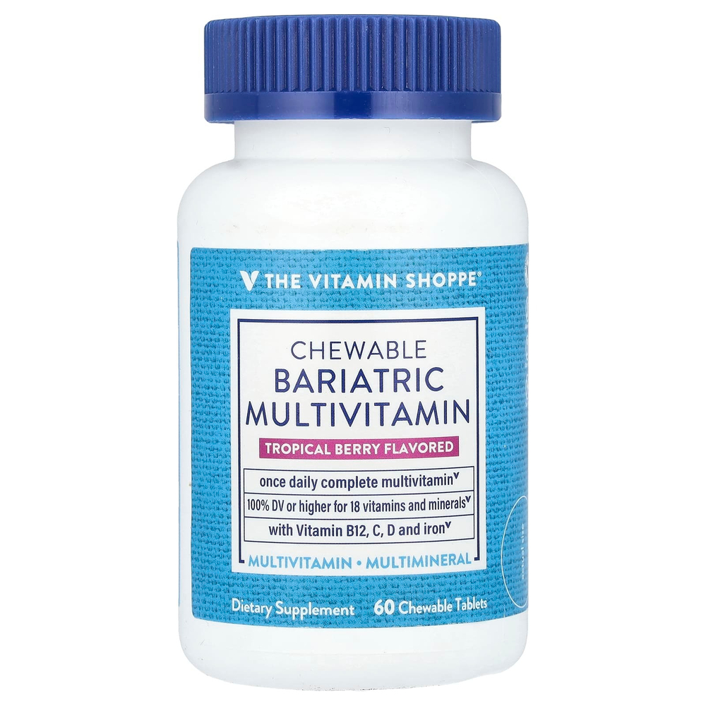 The Vitamin Shoppe, Жевательные бариатрические мультивитамины, тропические ягоды, 60 жевательных таблеток