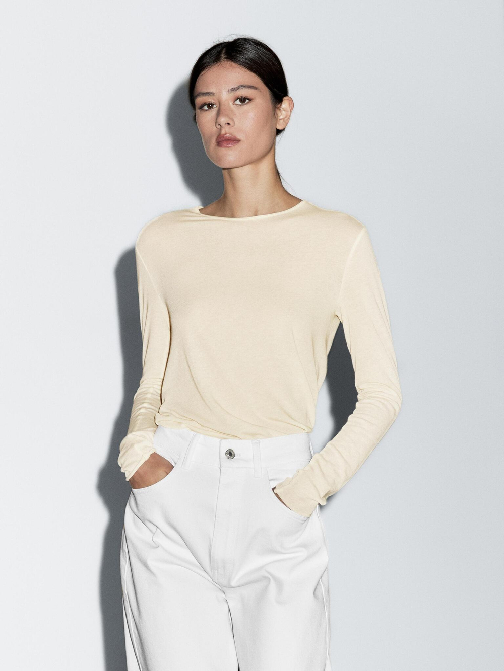 Massimo Dutti Легкая футболка с длинным рукавом, желтый