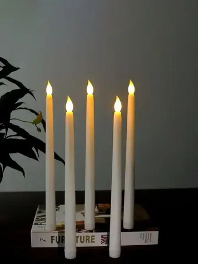 Набор 6 шт. высокие тонкие светодиодные отдельные свечи (на батарейках) украшение декоративное