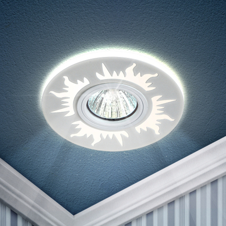 Светильник встраиваемый cо светодиодной подсветкой ЭРА DK LD30 WH /1 под лампу MR16 GU5.3 белый/белый