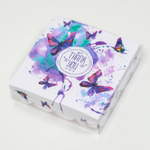 Коробка для кондитерских изделий с PVC крышкой «Акварельные бабочки», 12*12*3 см