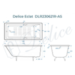 Ванна чугунная Delice Eclat 170х70 с отверстиями под ручки и антискользящим покрытием DLR230621R-AS