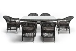 "Амароне" обеденная группа из искусственного ротанга на 6 персон, цвет графит