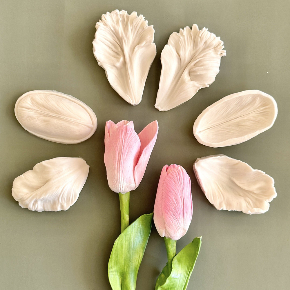 Молды силиконовые Набор для лепки Тюльпанов 3 шт. / вайнеры для лепестков 3 видов: пионовидный, резной и овальный