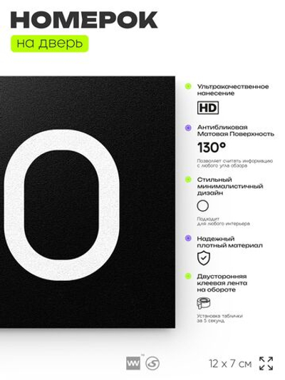 Номер на дверь 910, табличка на дверь для офиса, квартиры, кабинета, аудитории, склада, черная 120х70 мм, Айдентика Технолоджи