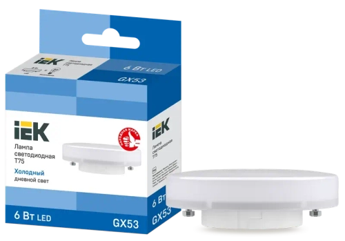 Лампа светодиодная T75 таблетка 6Вт 230В 6500К GX53 IEK