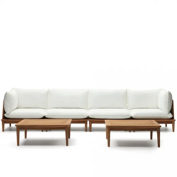 Комплект уличной мебели Portitxol из массива тика, модульный диван, 2 столика