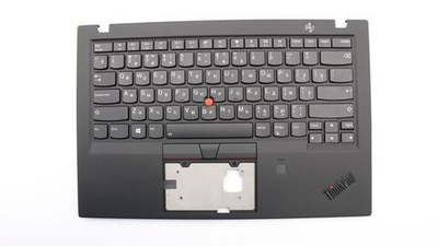 Верхняя панель с клавиатурой (топкейс) для ноутбука Lenovo ThinkPad X1 Carbon 6th Gen FingerPrint, черная, с подсветкой, раскладка - русская (01YR663)
