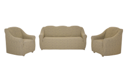 Комплект чехлов на диван и 2 кресла без оборки Жаккард, цвет Бежевый